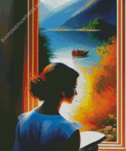 woman looking through window Diamond Paints