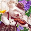 Dog with violin and Flowers Diamond With Numbers