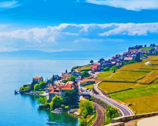 Lavaux vineyard in vevey Diamond With Numbers