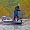 Man Fishing on Bass boat Diamond By Numbers