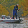 Man Fishing on Bass boat Diamond By Numbers