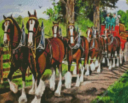 Budweiser Clydesdales Art Diamond By Numbers