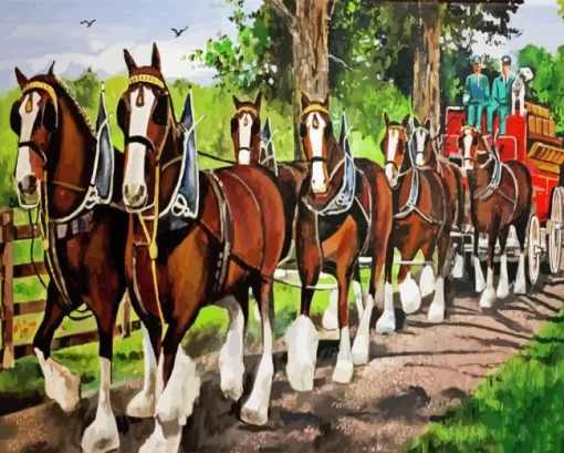 Budweiser Clydesdales Art Diamond By Numbers