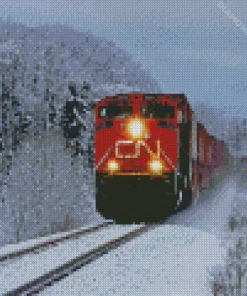 Canadian National Railway in Snow Diamond Paintings