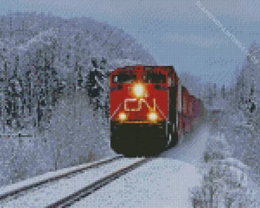 Canadian National Railway in Snow Diamond Paintings