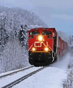 Canadian National Railway in Snow Diamond Paintings