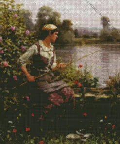 Fishing Girl Art Diamond By Numbers