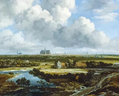 View of Haarlem With Bleaching Fields Diamond By Numbers