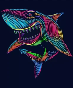 colorful shark pop art Diamond Paintings