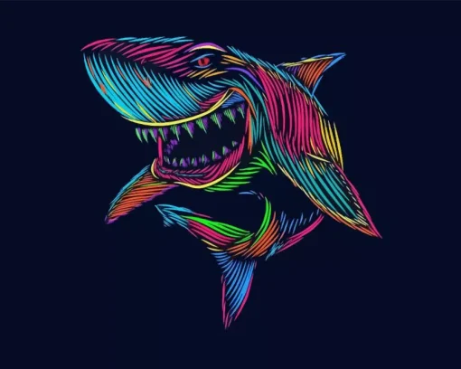 colorful shark pop art Diamond Paintings