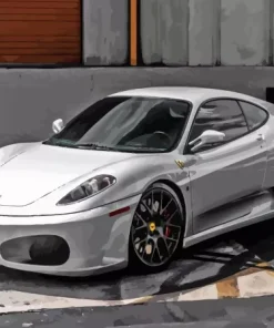 white Ferrari f430 Diamond By Numbers