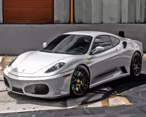 white Ferrari f430 Diamond By Numbers