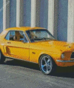 1967 ford yellow mustang Diamond Paintings