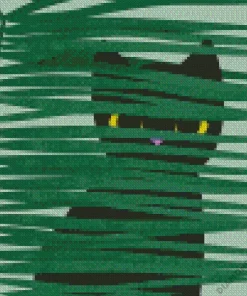 Black cat and plant leaves Diamond Paints