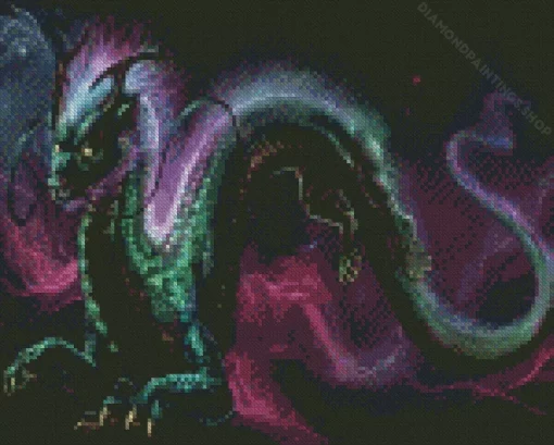 Black galaxy dragon Diamond Paints