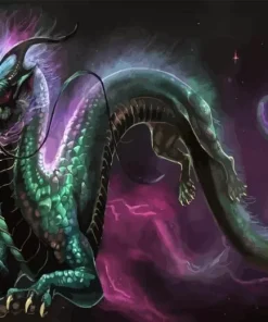 Black galaxy dragon Diamond Paints