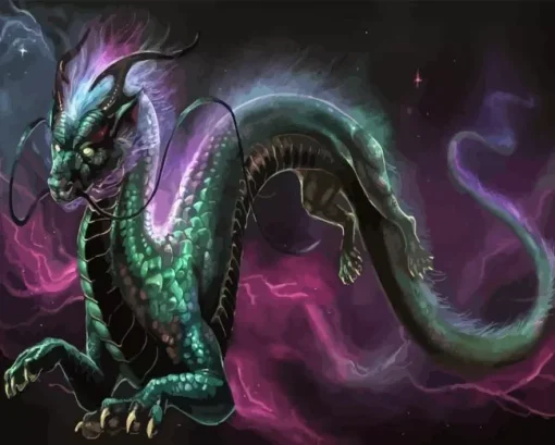 Black galaxy dragon Diamond Paints