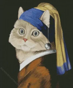 Cat with a pearl earring Diamond Paints