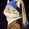 Cat with a pearl earring Diamond Paints