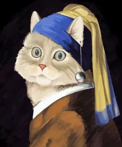 Cat with a pearl earring Diamond Paints