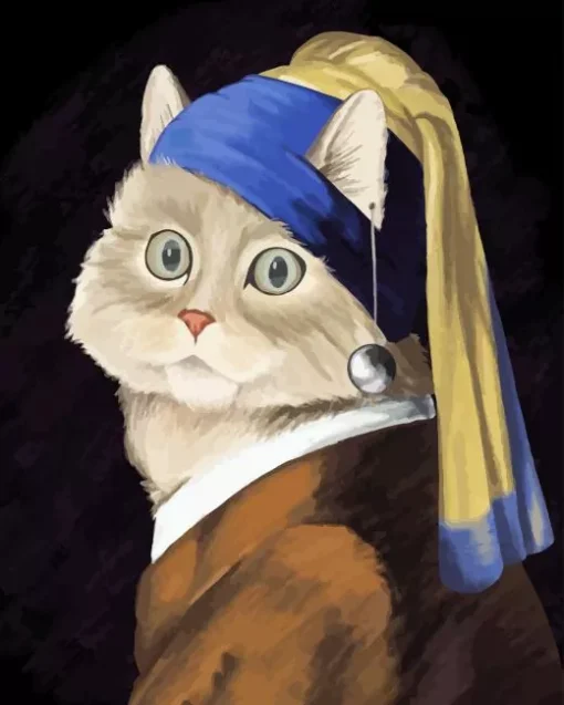 Cat with a pearl earring Diamond Paints