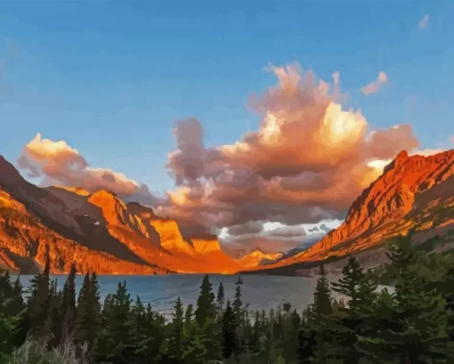 Glacier park landsccape Diamond Paints