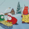Max and ruby playing in snow Diamond Paintings