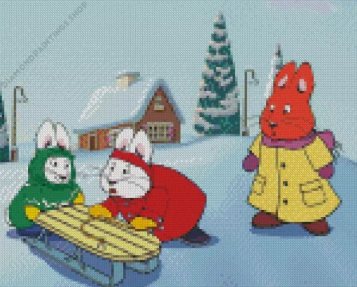 Max and ruby playing in snow Diamond Paintings