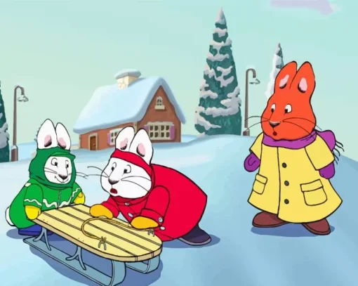 Max and ruby playing in snow Diamond Paintings