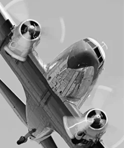 Monochrome Douglas C 47 Skytrain Aircarft Diamond Paints