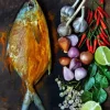 Pompano fish with garlic lemon and chilli Diamond With Numbers