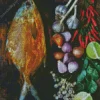 Pompano fish with garlic lemon and chilli Diamond With Numbers