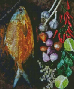 Pompano fish with garlic lemon and chilli Diamond With Numbers