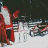 Santa and reindeer in snow Diamond Paints