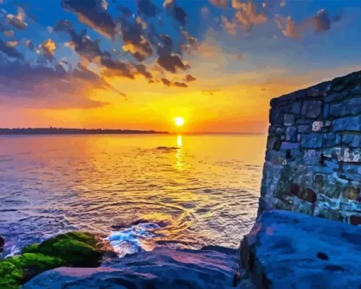 The Cliff walk sunset Diamond Paints