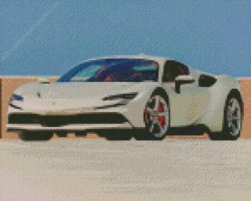 White Ferrari SF90 Stradale Diamond Paints