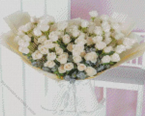big white rose bouquet Diamond Paintings