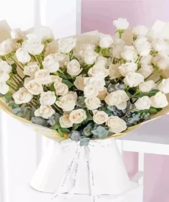 big white rose bouquet Diamond Paintings