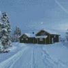 black norwegian cabin in the snow Diamond Dotz