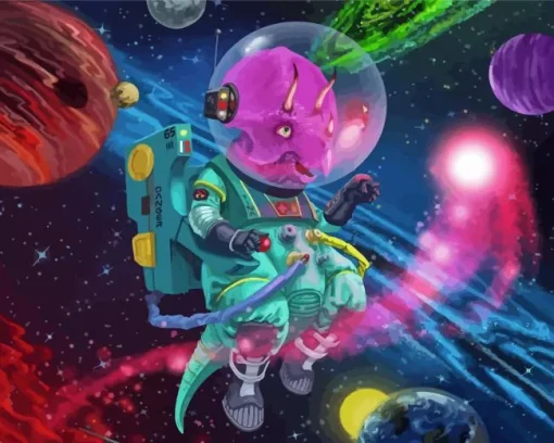 dinosaur in space Diamond Paints