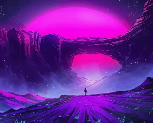 fantasy purple mountain Diamond Paints