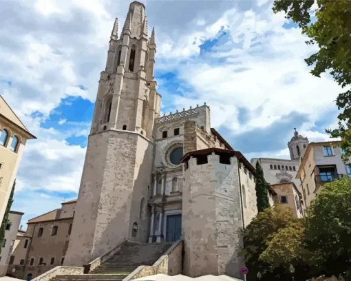 girona spain basilica de san felix Diamond Paints