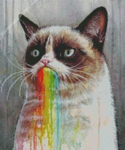 rainbow Cat grumpy Diamond Paintings