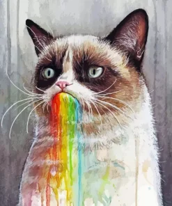 rainbow Cat grumpy Diamond Paintings