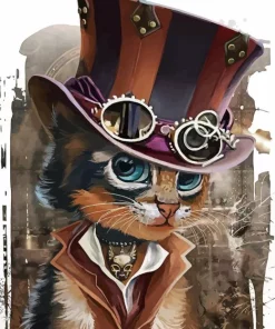 steampunk kitty Diamond With Numbers