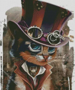 steampunk kitty Diamond With Numbers