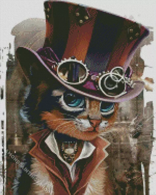 steampunk kitty Diamond With Numbers