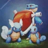 Wartortle With blastoise and squirtle Diamond With Numbers
