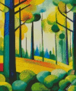 abstract green forest Diamond Paintings