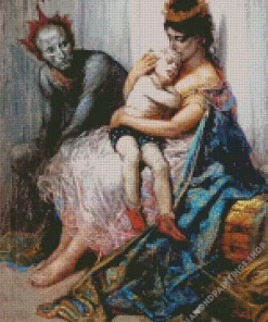 acrobats by gustave dore Diamond With Numbers